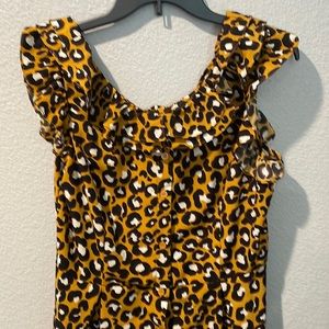 Who What Wear Yellow Leopard Maxi Dress